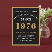 Invitation Personalized 50th Birthday 1976 Elegant Black Gold