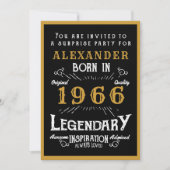 Invitation Personalized 60th Birthday 1966 Black Gold Legend (Devant)