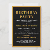 Invitation Personalized 80th Birthday 1946 Elegant Black Gold (Dos)