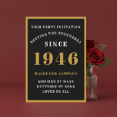 Invitation Personalized 80th Birthday 1946 Elegant Black Gold