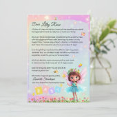 Invitation Personalized Big Sister Fairy Letter – New Baby  (Debout devant)