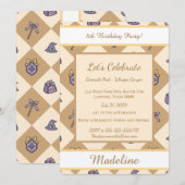 Invitation Personalized Birthday Academy Wizard School Gold (Devant / Derrière)