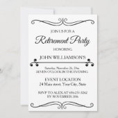 Invitation Personalized black elegant retirement party (Devant)
