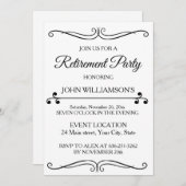 Invitation Personalized black elegant retirement party (Devant / Derrière)