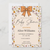 Invitation Personalized Boho Floral Bow Baby Shower Invite (Devant)