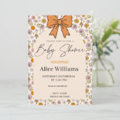 Invitation Personalized Boho Floral Bow Baby Shower Invite (Debout devant)