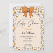 Invitation Personalized Boho Floral Bow Baby Shower Invite (Devant)