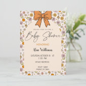 Invitation Personalized Boho Floral Bow Baby Shower Invite (Debout devant)