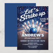 Invitation Personalized Bowling Let's Strike Up birthday (Devant / Derrière)