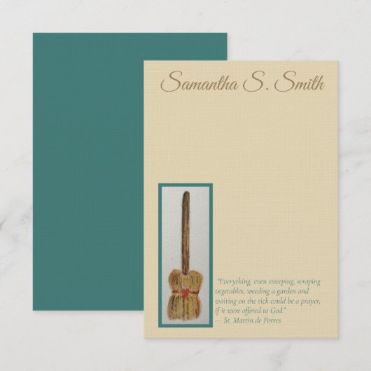 Invitation Personalized Broom - St. Martin de Porres Notecard (Devant / Derrière)