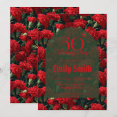 Invitation Personalized Carnation Floral Milestone Birthday (Devant / Derrière)