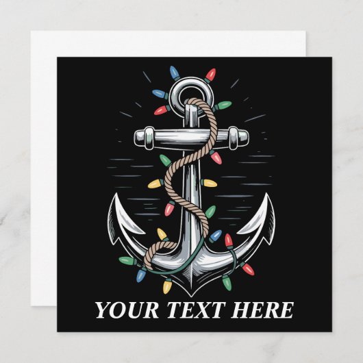 Invitation Personalized Christmas Lights Boating Sailing  (Devant / Derrière)