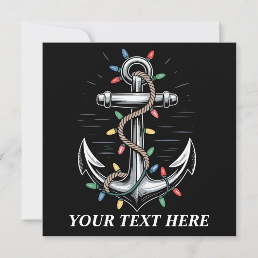 Invitation Personalized Christmas Lights Boating Sailing  (Devant)