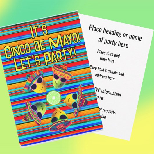 Invitation Personalized Cinco de Mayo Fiesta Lemon Lime 