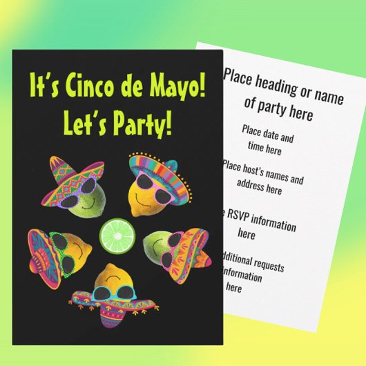 Invitation Personalized Cinco de Mayo Fiesta Lemon Lime 