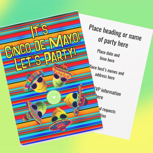 Invitation Personalized Cinco de Mayo Fiesta Lemon Lime