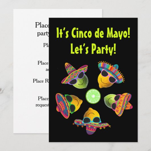 Invitation Personalized Cinco de Mayo Funny Lemon Lime (Devant / Derrière)