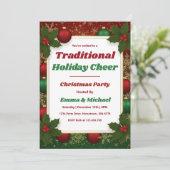 Invitation Personalized Classic Red & Green Christmas Party (Debout devant)