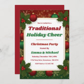 Invitation Personalized Classic Red & Green Christmas Party (Devant / Derrière)