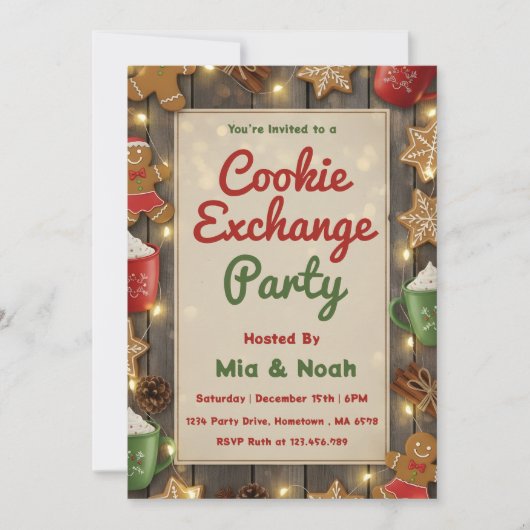 Invitation Personalized Cozy Christmas Cookie Exchange Party (Devant)