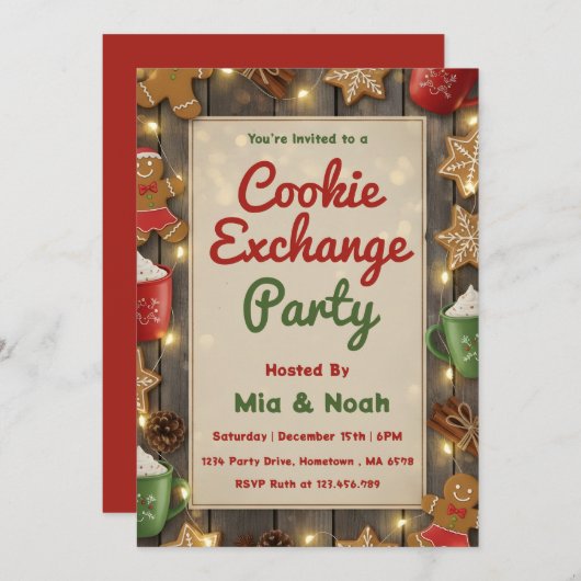 Invitation Personalized Cozy Christmas Cookie Exchange Party (Devant / Derrière)