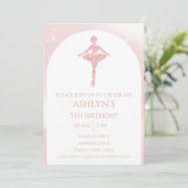 Invitation Personalized Elegant Pink Glitter Ballet Birthday (Debout devant)