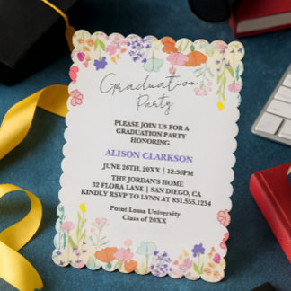 Invitation Personalized Elegant Wildflower Graduation Party I