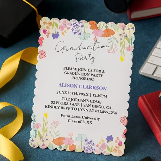 Invitation Personalized Elegant Wildflower Graduation Party I