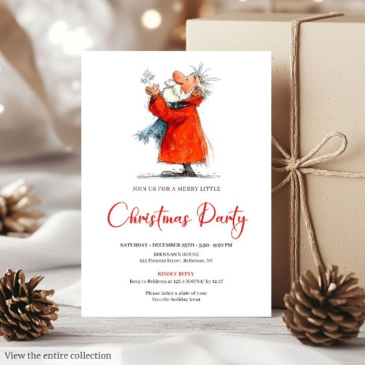 Invitation Personalized Funny Santa Festive Holiday Invite