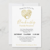 Invitation Personalized Gold Heart Tree Family Reunion White (Devant)