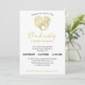 Invitation Personalized Gold Heart Tree Family Reunion White (Debout devant)