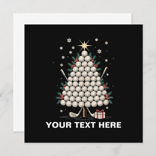 Invitation Personalized Golf Christmas Tree Equipment Family (Devant / Derrière)