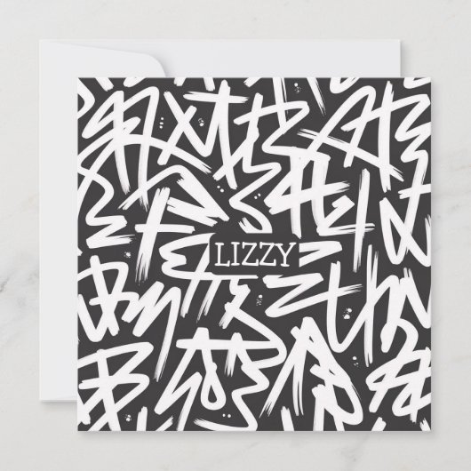 Invitation Personalized Graffiti Name Pattern — Custom Urban (Devant)