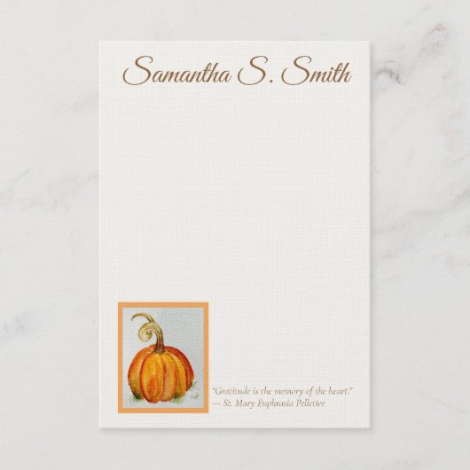 Invitation Personalized Gratitude Pumpkin Flat Note Card (Devant)