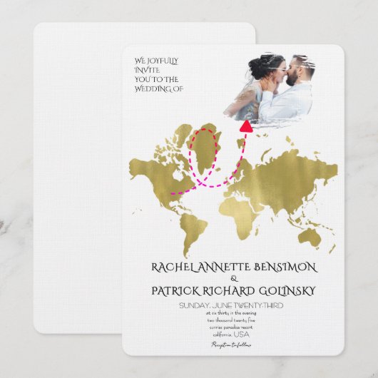 Invitation Personalized Map of Love Journey Wedding (Devant / Derrière)