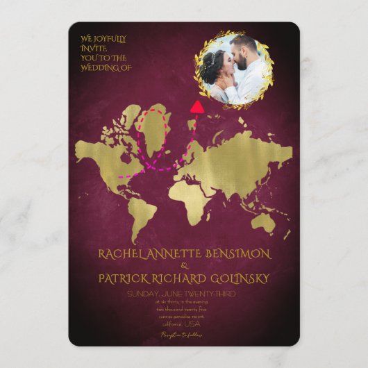 Invitation Personalized Map of Love Journey Wedding (Devant)