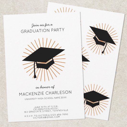Invitation Personalized Minimalist Graduation Cap Party