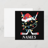 Invitation Personalized Name Christmas Hockey Xmas Santa Hat (Devant / Derrière)