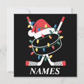 Invitation Personalized Name Christmas Hockey Xmas Santa Hat (Devant)