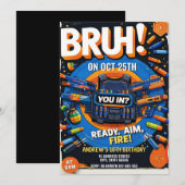 Invitation Personalized Nerf Battle Birthday  (Devant / Derrière)