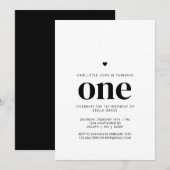 Invitation Personalized One Heart First Birthday (Devant / Derrière)