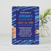 Invitation Personalized Outer Space Galaxy Kids Birthday  (Debout devant)