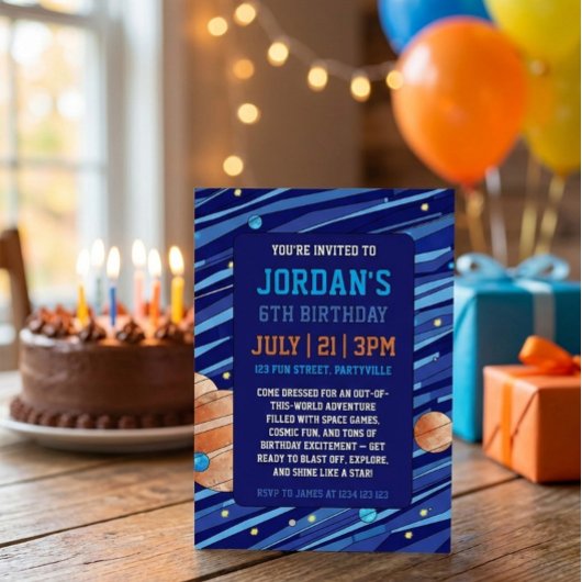 Invitation Personalized Outer Space Galaxy Kids Birthday 