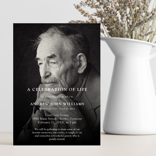 Invitation Personalized Photo Celebration of Life Funeral