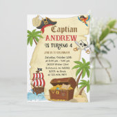 Invitation Personalized pirate theme child's birthday (Debout devant)