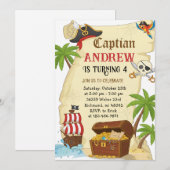 Invitation Personalized pirate theme child's birthday (Devant / Derrière)