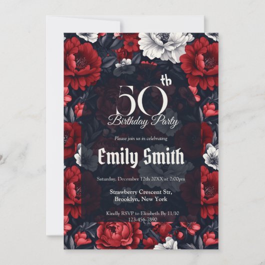 Invitation Personalized Rose Luxury Spring Birthday (Devant)