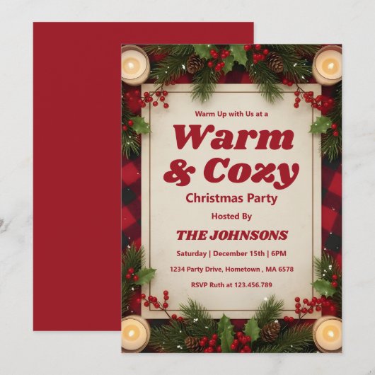 Invitation Personalized Rustic Cabin Christmas Party (Devant / Derrière)