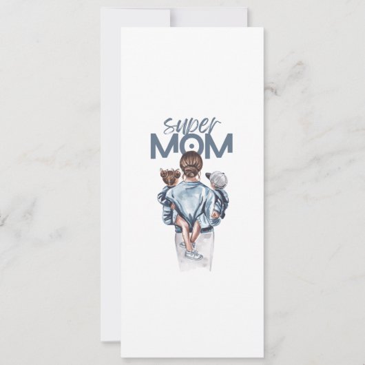 Invitation Personalized Super Mom with Son and Daughter Gift  (Devant)