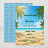 Invitation Personalized Tropical Beach Palms Adult Birthday P (Devant / Derrière)